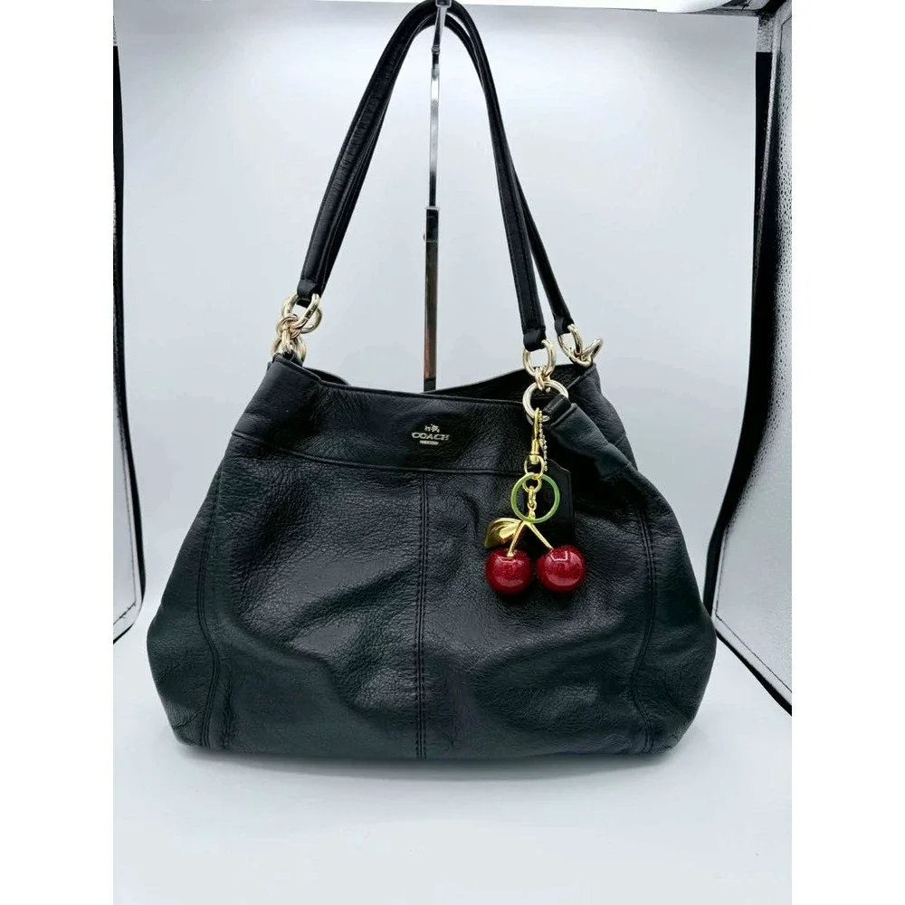 Coach Lexi Black Pebbled Leather Shoulder Bag Gold Hardware F57545